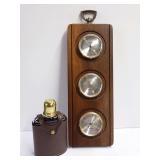 Wall-Mounted Weather Station and Leather-Cased Flask