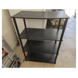 FOUR-TIER BLACK METAL OPEN SHELVING UNIT