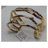 Alexis Bittar Brut Pave Multi Row Sculptural Cuff Bracelet 14k Gold Plated