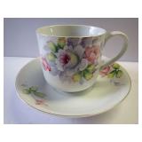 Made in Occupied Japan Porcelain Cup and Saucer Set with Floral Motif