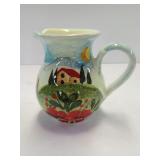 Hand-Painted, Signed Italian Orvieto Ceramic Pitcher