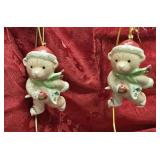 2 - Vintage Lenox Skatetime Bear Porcelain Christmas Ornaments