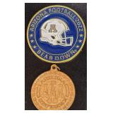 Arizona Football Bear Down Commemorative Medallion and Triple A Arizona Conference Pendant