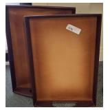 Pair of Brown Wooden Serving TV Trays With Cutout Handles