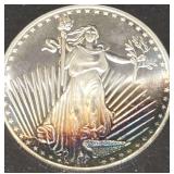 1 Troy Oz .999 Fine Silver Round With Really Cool Rainbow Toning