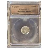 ICG MS70 - 1gram .999 Silver Round Featuring the Egyptian God Montu