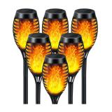 Solar Torch Lights with Flickering Flame 6 Pack for DecorationsSolar Light Outdoor Waterproof for Halloween Decor, Solar Garden Lights, Flame Torches for Outside Garden Yard (Stock Photos)