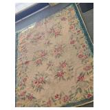 Vintage Traditional Handmade Wool Rug with Kashmiri Chain Stitch Crewel