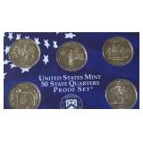 1999 U.S. Mint 50 State Quarters Proof Set;  Delaware, Pennsylvania, New Jersey, Georgia, & Connecticut