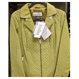 NEW - Small- Light Olive Green Bradley Bayou Quilted Leather Moto Jacket Featuring Diamond Stitching and a Full-Zip Front