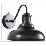 Dusk to Dawn Sensor Outdoor Barn Light Fixture, Exterior Farmhouse Gooseneck Outdoor Wall Sconce, Waterproof Black Outside Wall Mount Lighting for Porch, Entryway, Garage, Patio (Stock Photos)