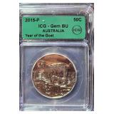 2015-P ICG- GEM BU Australia - Year of the Goat Half Dollar