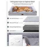 NEW-WESTERN HOME Large,  Gray,  Orthopedic Dog Bed.  Washable Dog Couch, 36in Waterproof & Removable Cover,Dog Bed with Sides, Nonslip Bottom,Supportive Bloster,Thick Egg Crate Foam for Senior Dog. Fi