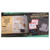 Appears New - Deluxe 18 Pc. Woodburning Kit and NEW Deluxe Metal Bingo Cage