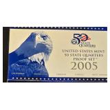 2005 U.S. Mint 50 States Quarters Proof Includes; California, Minnesota, Oregon, Kansas, & West Virginia