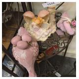 2- Vintage Country Mauve Ducks With Angel