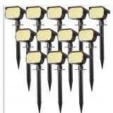 Solar Spot Lights Outdoor Waterproof Spotlights 12 Pack Warm White46LED, 3 Mode, Auto On/Off Landscape Spotlights Solar Powered Flood Lights for Outside Pathway Yard Garden House Walkway Tree (Pictur