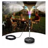Patio Mister for Outside, Stand Cooling System with 4 Lighting Tubes, Multiple Color Change Mode, Battery Powered, APP & Remote& Manual Switch Control, Time Setting Available,Charging Cord (Stock Phot