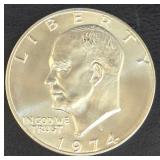 1974-S U.S.Silver Eisenhower Dollar. .40%Ag.