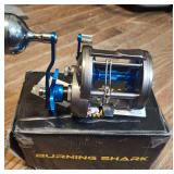 New -Open Box - Burning Shark Trolling Reel Saltwater Level Wind Reels, Drag Reels Boat Fishing Ocean Fishing for Sea Bass Grouper Salmon. Photo #4 is a Stock Photo.