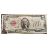 Series 1928-G  U.S. $2 Red Seal Federal Reserve Note S.N. D91733489 A