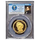 2010-S PCGS PR69DCAM Gold Plated U.S. $1 Presidential Series Coin - Franklin Pierce