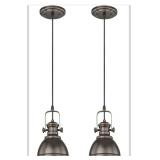 2-Pack Oil Rubbed Bronze Pendant Light Kitchen Island, Metal Shade6" Vintage Kitchen Pendant Lighting over Island for Dining Room, Rustic Style, Adjustable Height, E26 Base, AD-2151-1P2-ORB (Stock Ph