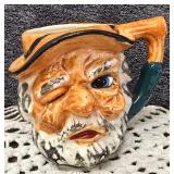 Vintage Ceramic Character Mug, Resembling a Winking "Old Sea Dog" or Weathered Fisherman