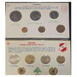 Two Historical, Vintage Anco Modern Uncirculated Type Sets; Turkey Modern Uncirculated Type Set, & Lebanon Modern Uncirculated Type Set .60%Ag.