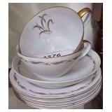Vintage Japan JYOTO Fine China PAULA 4 Saucers, 1 Bowl, 2 Coffee Cups