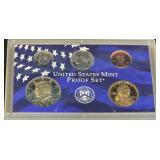 2000-S U.S. Mint Proof Set Includes; Roosevelt Dime, Washington Quarter, Lincoln Cent, Kennedy Half Dollar, and Sacagawea Dollar