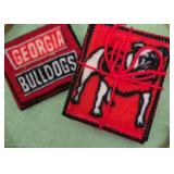 Handmade,Georgia Bulldogs Fabric and Felt Coasters With Team and Logo.
