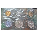 1961-P U.S Uncirculated Mint Set in Original Envelope. Includes Silver Franklin Half Dollar, Silver Quarter, & Silver Dime