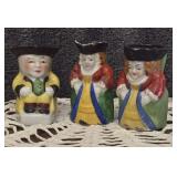 3 - Miniature Vintage Toby Mugs. Made in Occupied Japan.