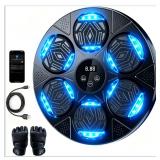 New in Box- Music Boxing Machine, Wall Mounted Bluetooth Punching Pad with Gloves. Pictures are Stock Photos.