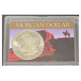 1921 U.S. Silver Morgan Dollar in Acrylic Presentation Case. .90%Ag.