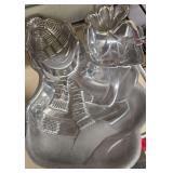 Vintage Lenox Yuletide Metal Snowman Chip and Dip Serving Tray