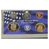 2002 US. Mint Proof Set Includes; Roosevelt Dime, Washington Quarter, Lincoln Cent, Kennedy Half Dollar, and Sacagawea Dollar