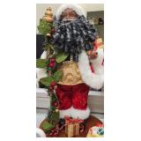 19" Black Santa Claus Tabletop Figurine with Red Velvet Pants, and a Gold Vest