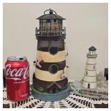 Decorarive Metal Hanging Lighthouse With a Miniature Resin Lighthouse Resembling the Historic Boston Light House