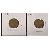 2 - 1907 U.S. Indian Head Pennies