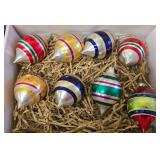 Box of 8 Vintage Shiny Bright Christmas Ornaments by Christopher Radko
