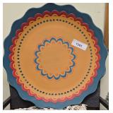 18-inch Southwestern Folkart  Hand-Painted Wooden Decorative Platter