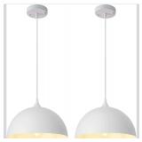 White Farmhouse Pendant Light 11.8inches 2 Packs, Kitchen Pendant Lights, Industrial Pendant Light, Pendant Lights Kitchen Island for Living Room, Bedroom, Dinning Room, Office (Stock Photos)
