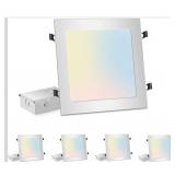 4-Packs 11 inch Square Recessed Light: 3 Color Temperature Selectable & Dimmable Lamp, 2200 Lumens Ultra Thin Led Canless Downlight Lighting with Junction Box, 26W Eqv 230W (Stock Photos)