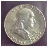 1963 - U.S. Silver Benjamin Franklin Half Dollar .90%Ag