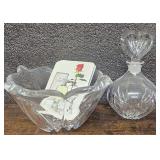 Marquis by Waterford Crystal Perfume Bottle and Marquis by Waterford Dogwood Flower With 5 Waterford Perfumes Cards