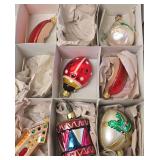 7 - Vintage Old World Christmas Hand Painted,  Mouth Blown Glass Ornaments