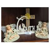 2 - Fairy Angels, FAITH Plaque and a Resin Cross with Daisies
