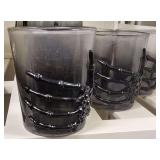 Gothic Halloween Barware,  Smoked Ombre Glass Tumbler With a Raised 3D Black Metal Skeleton Hand Wrap